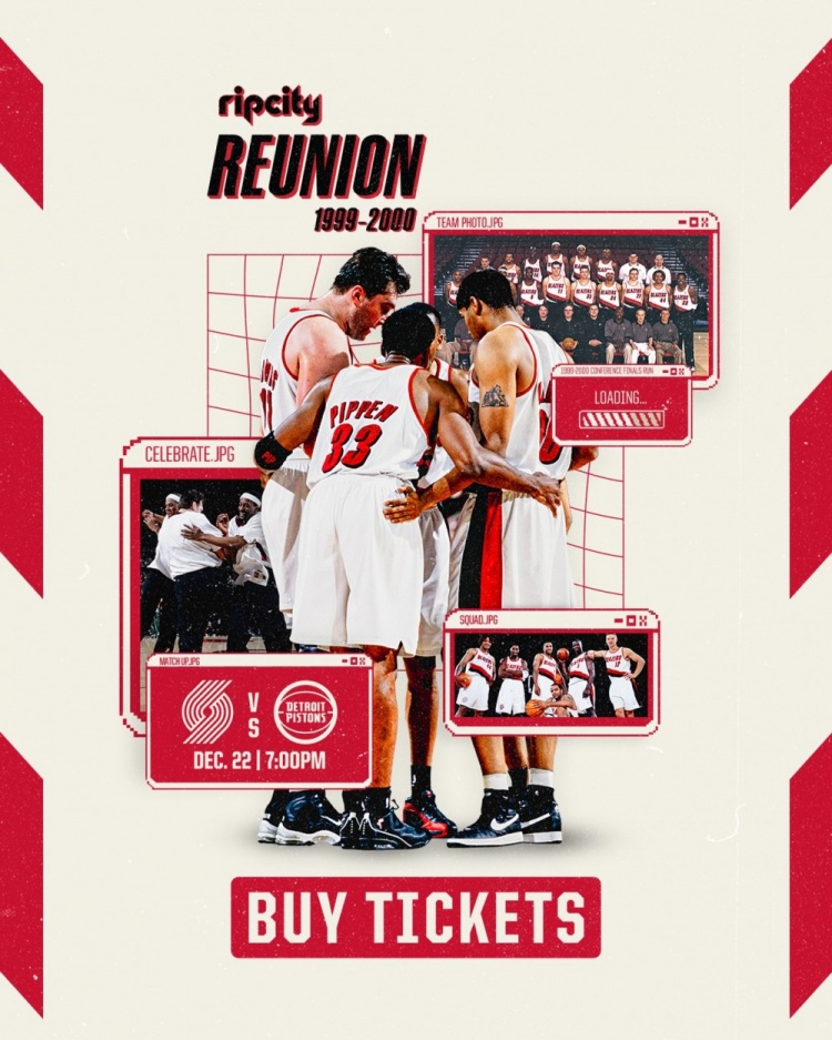 开拓者23日将邀请99-00赛季成员到场！怒吼天尊、萨博尼斯在列